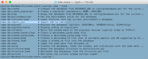 List rake tasks in terminal